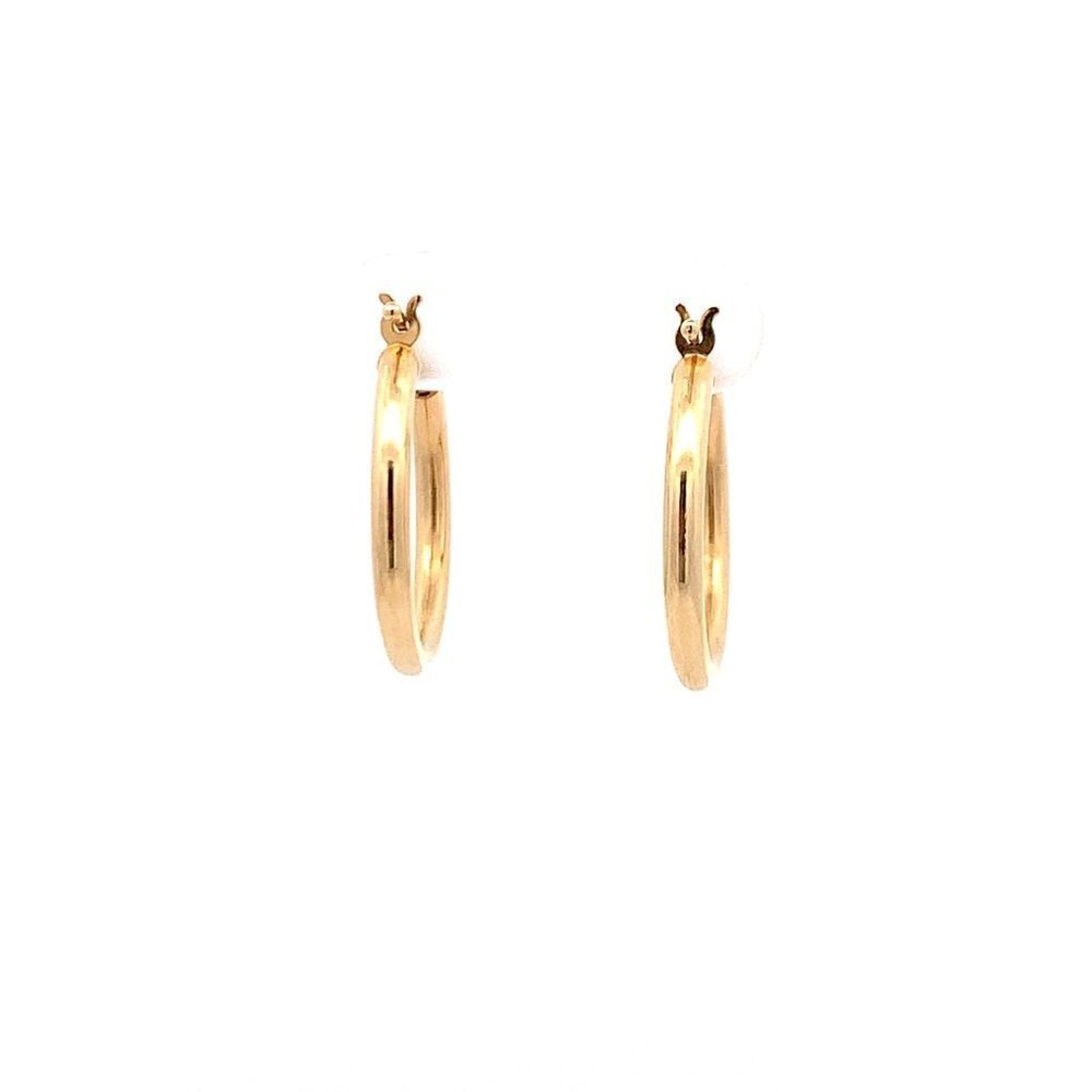18K Yellow Gold Earrings Hoops Small Plain 2grams - Picture 3 of 9